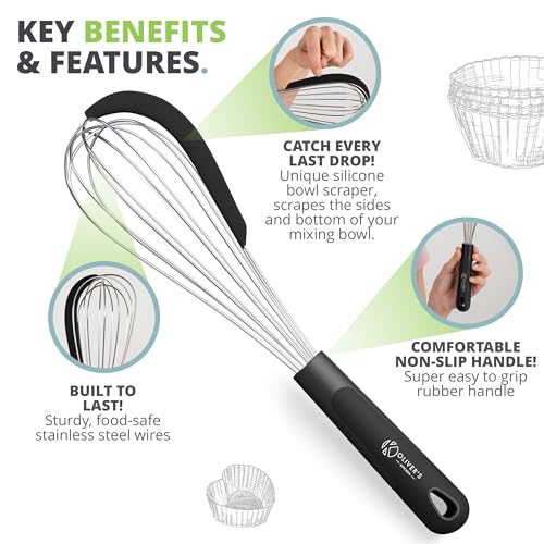  Balloon Baking Whisk with built-in Silicone Scraper by Oliver's Kitchen sold by Oliver's Kitchen 