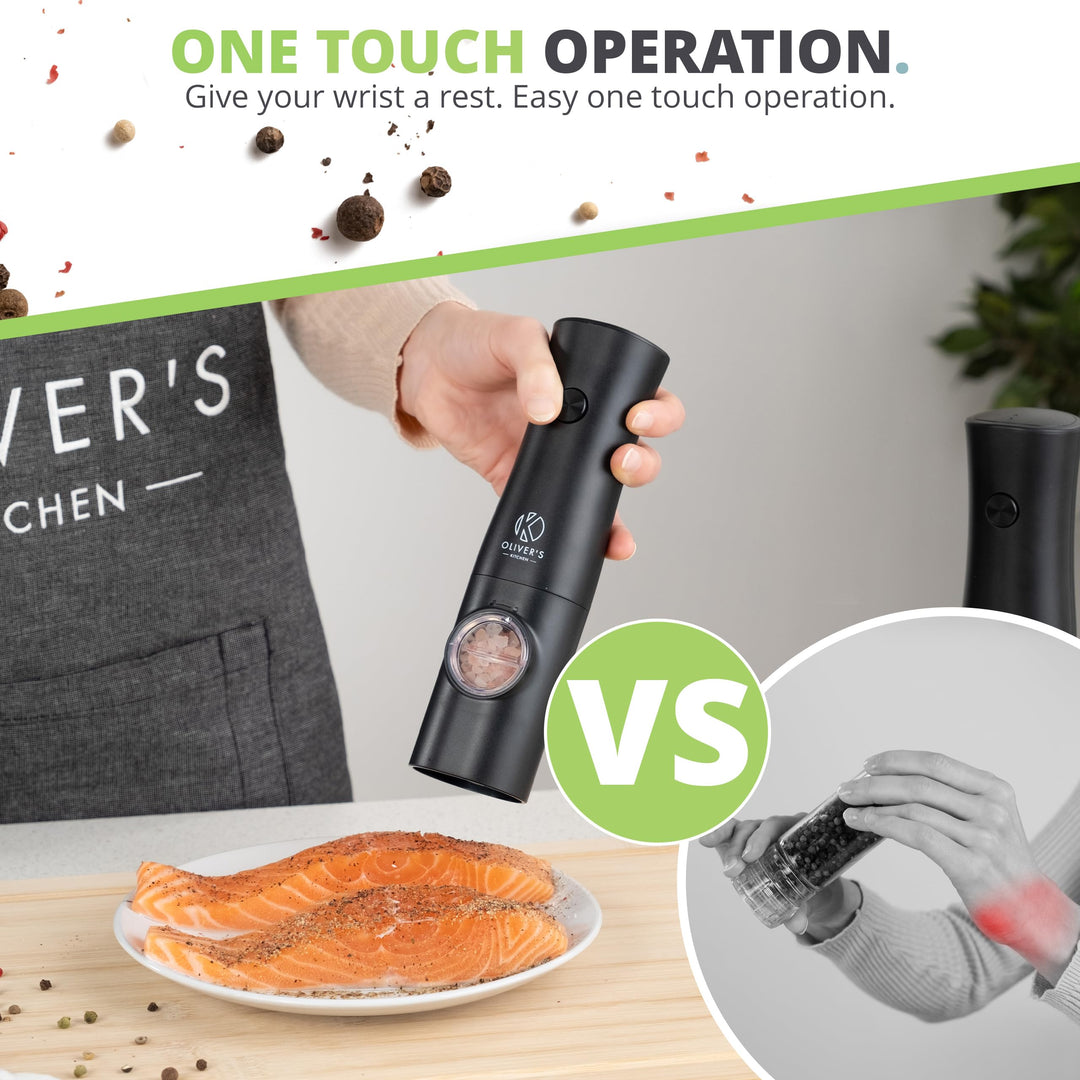  Electric Salt and Pepper Mills Grinders - Rechargeable USB-C by Oliver's Kitchen sold by Oliver's Kitchen 