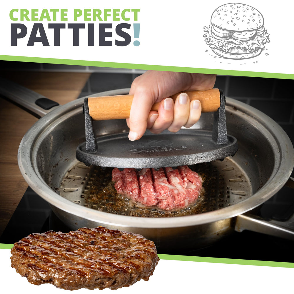  Cast Iron Burger Press Smasher by Oliver's Kitchen sold by Oliver's Kitchen 